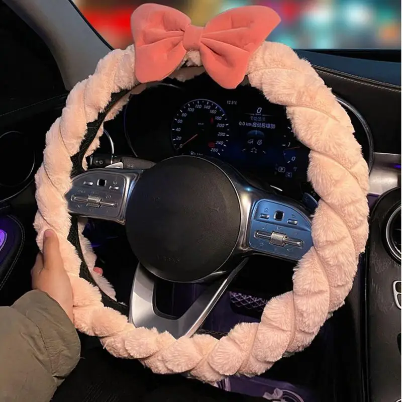 

Универсальный замшевый чехол на руль автомобиля, ручное шитье, мягкий кожаный плетеный чехол, защита рулевого колеса, аксессуары для интерьера
