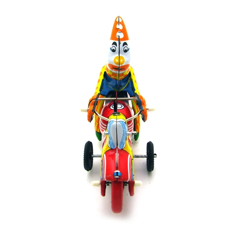 Mini Vintage Tin Metal Clown Ride Motorbike Design Childhood Toy