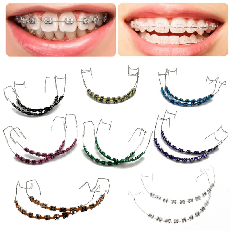 

Fake Braces Temporary Teeth Jewelry Colorful Dental Metal Wires With Box Teen Adults Orthodontic for Teeth Decorations