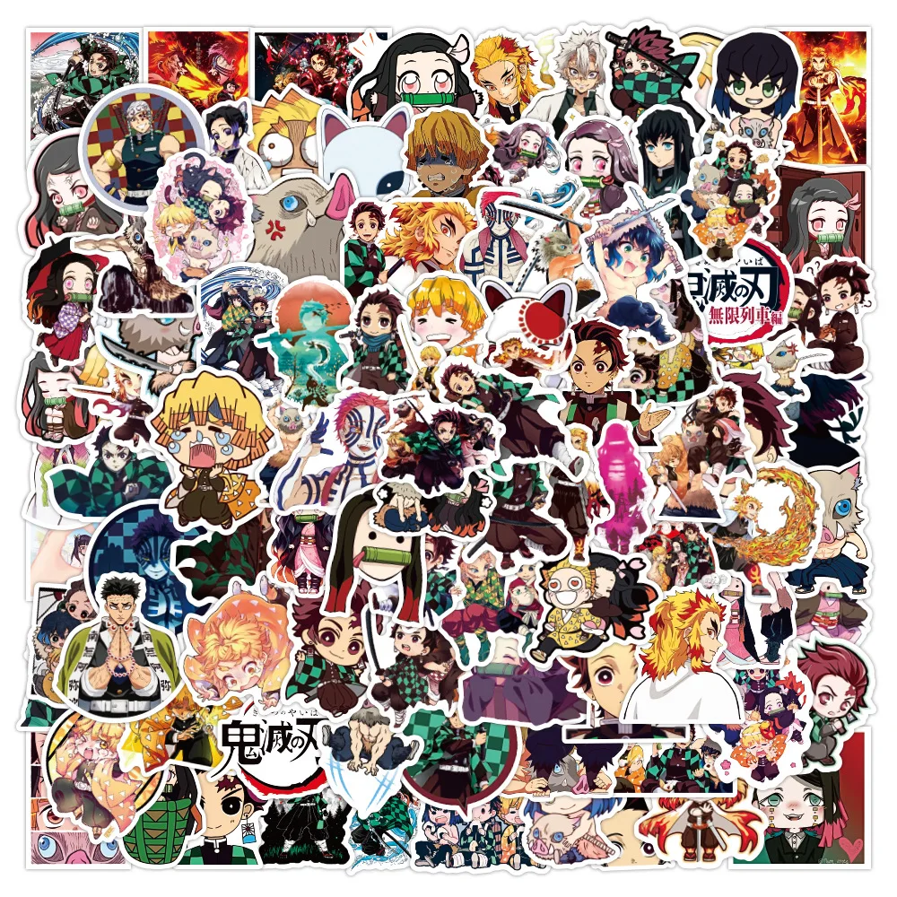 300pcs Cool Anime Demon Slayer Stickers Pack Laptop Phone Guitar Luggage Kimetsu no Yaiba Graffiti Vinyl Decal Sticker for Kids