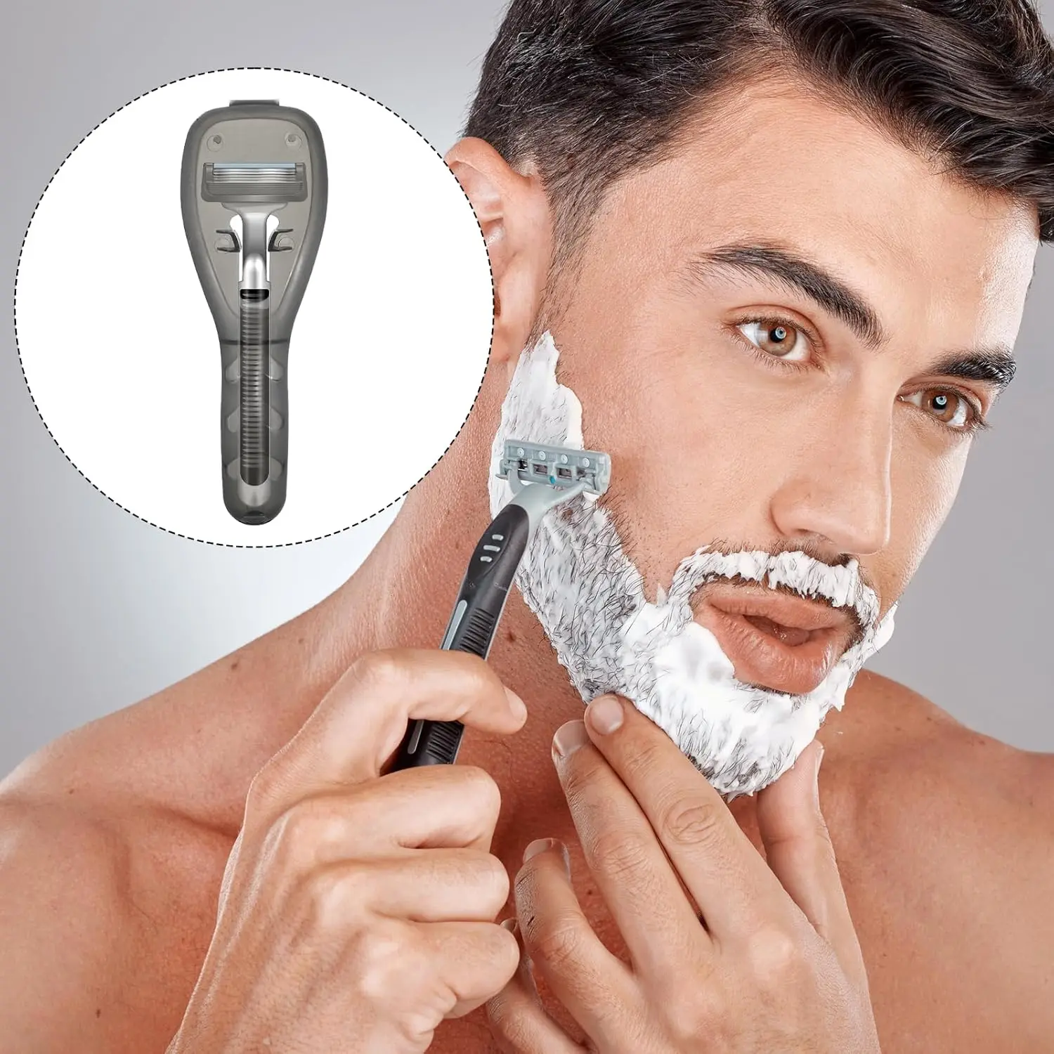 Estante de afeitadora portátil para hombre, Protector de maquinilla de afeitar Manual, caja de plástico, organizador de afeitadora impermeable, soporte para maquinilla de afeitar para el hogar, herramientas de peluquero