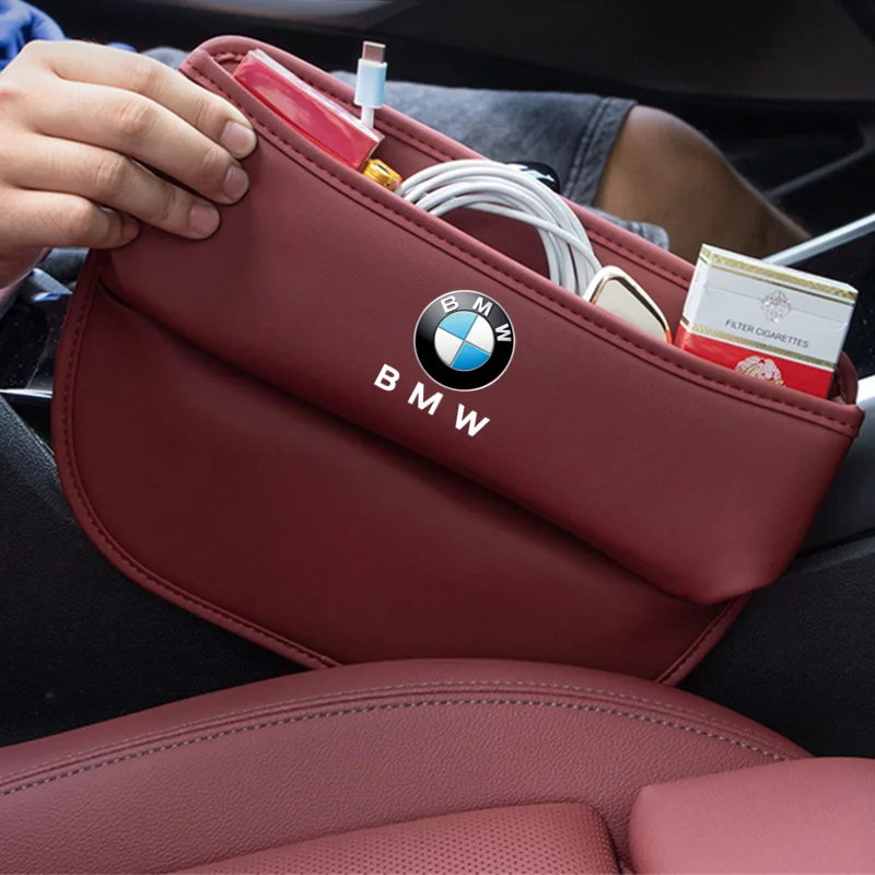 Car Seat Gap Storage Box Leather Car Seat Organizer Holder For BMW M e46 e90 e60 f30 f10 e39 e36 g20 g30 f20 e87 e92 Accessories