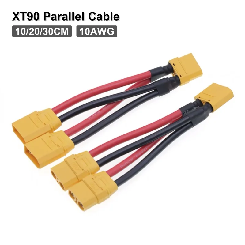 XT90 Parallel Battery Charge Cable 10AWG Y Splitter Dual Extension 3-Way Male/Female Silicone Wire For RC Battery Charger Motor