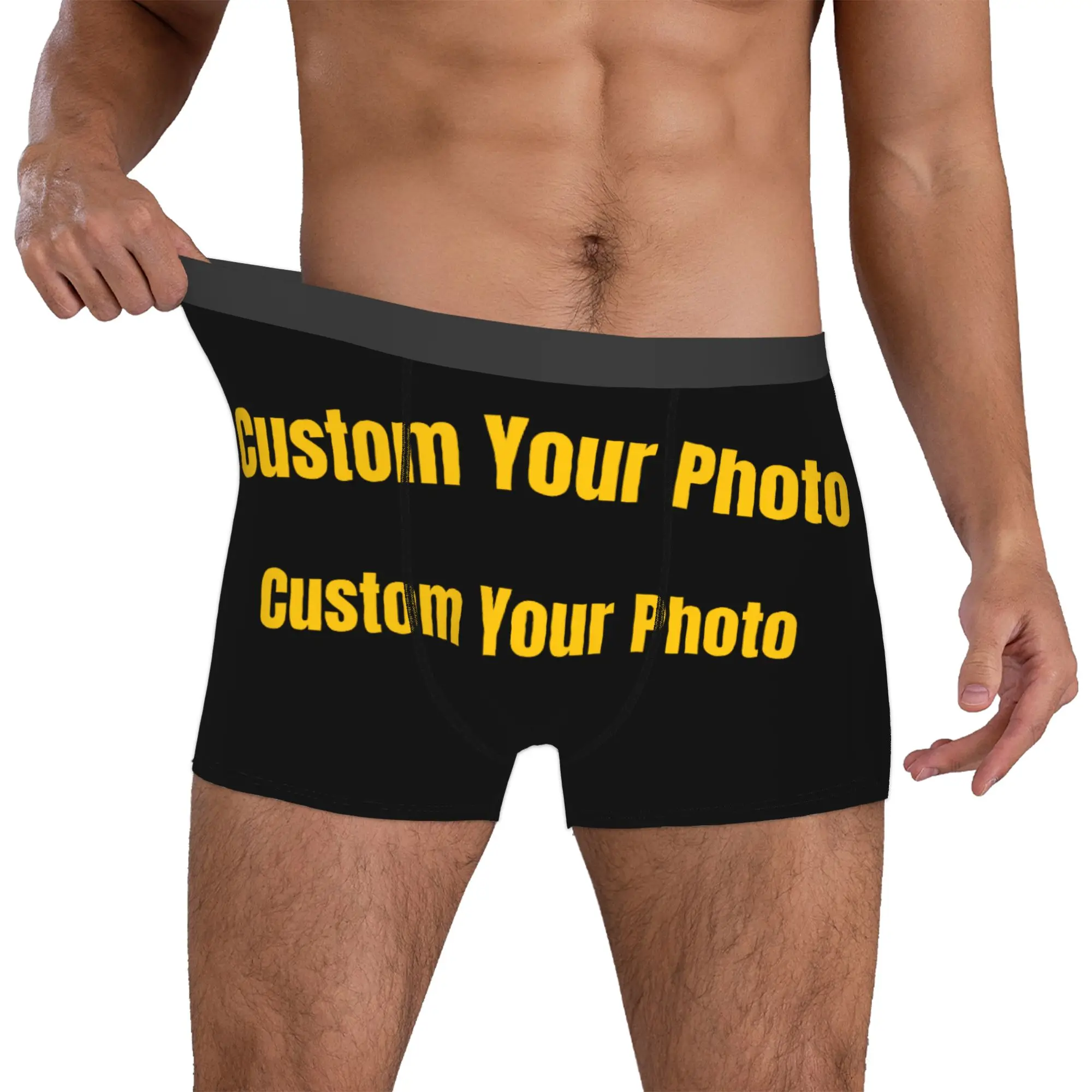Customized Custom Your Photo Underwear Men Printed  Boxer Shorts Panties Briefs Breathable Underpants