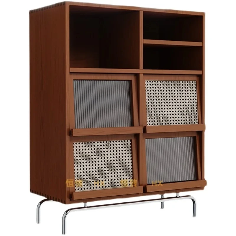 

Книжный шкаф из цельного дерева в скандинавском стиле, журнальный шкаф, шкаф для хранения из ротанга в японском стиле