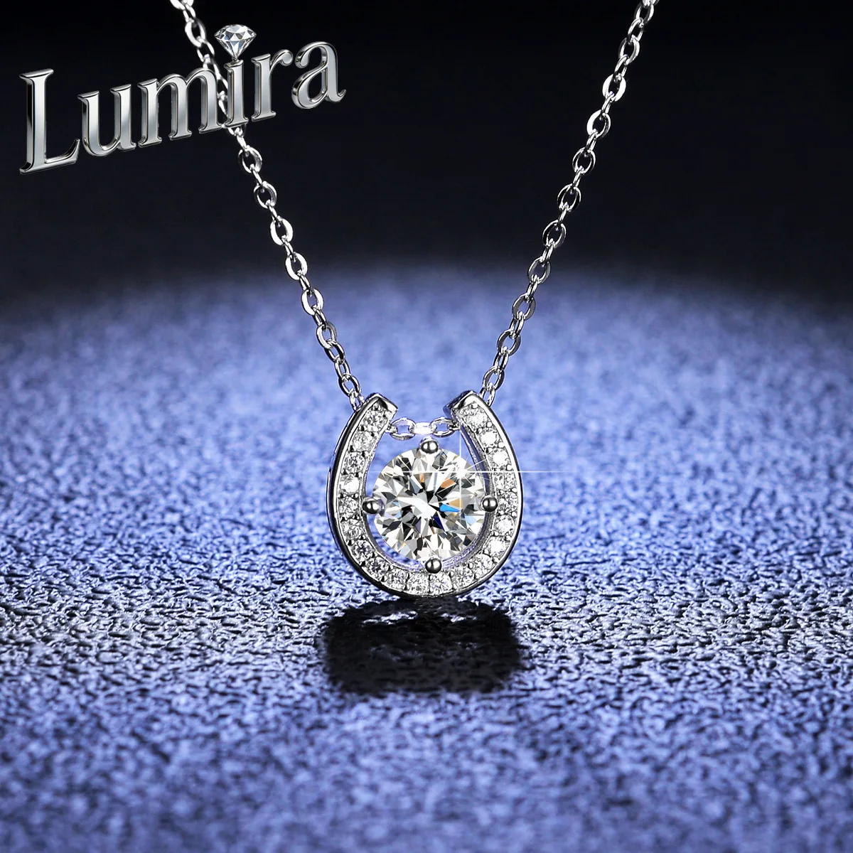 

Lumira Platinum PT950 1-Carat Moissanite Necklace for Women with Horseshoe Pendant and Choker Chain Charm Fine Jewelry Gift