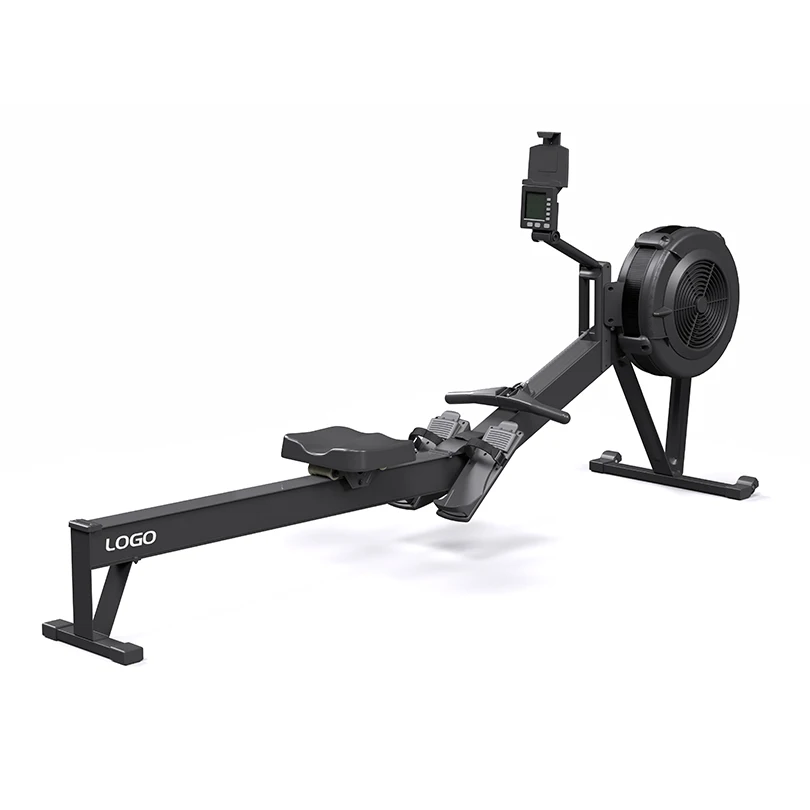 Adjustable air rowing machine, indoor gym fitness equipment, seated workout design ideal for fitness clubs