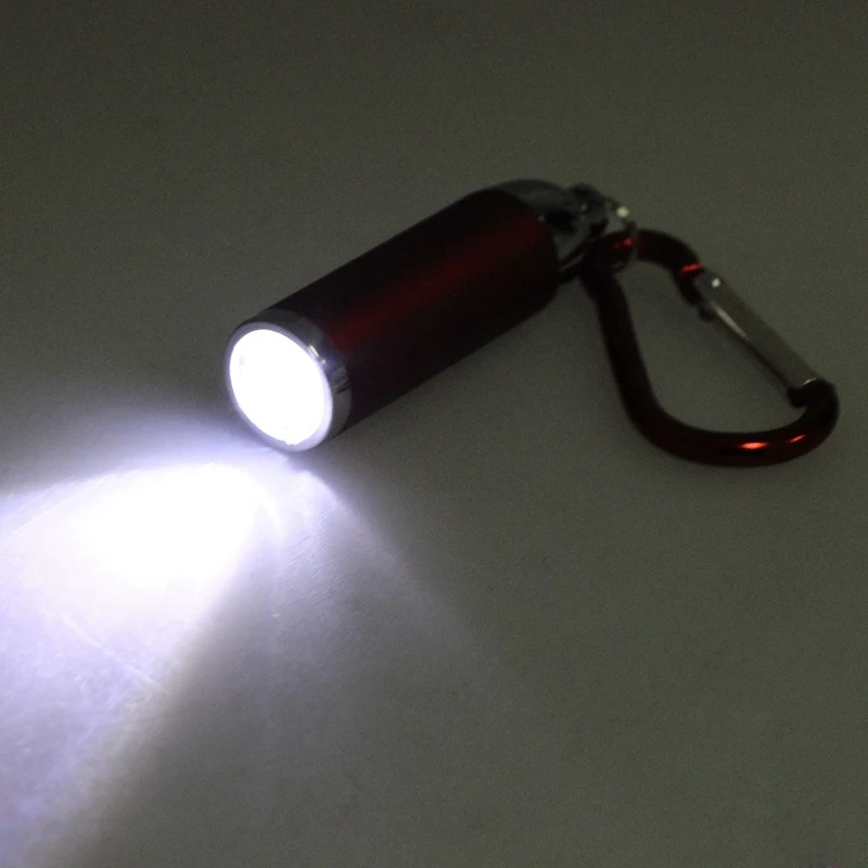 Mini linterna LED para pesca al aire libre, llavero con mosquetón, 2 unidades