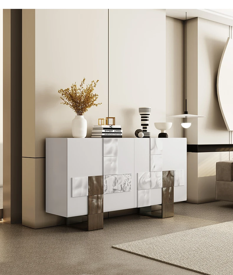 

Роскошный шкаф для веранды в итальянском стиле, современный простой домашний высококлассный шкаф для хранения в гостиной, новый стиль ins, обеденный шкаф из массива дерева