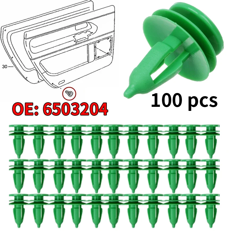 Car Door Panel Trim Fasteners Green Retainer Clips 6503204  For Chrysler Jeep Wj Grand Cherokee Interior Replacement Parts 100PC