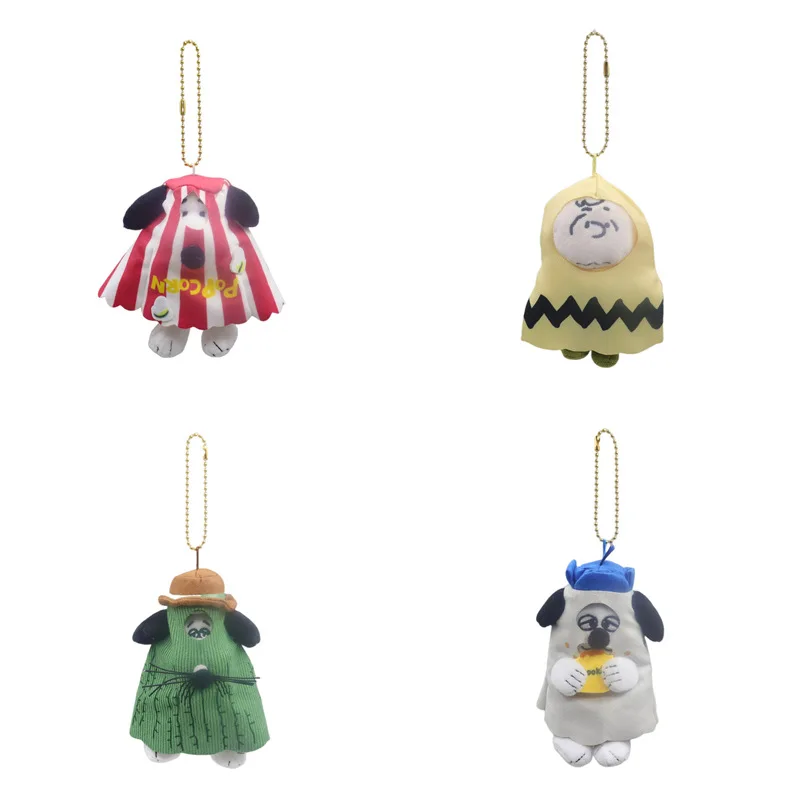 

10cm Cute Cartoon Kawaii Halloween Mask Snoopys Charlie Brown Plush Doll Keychain Bag Pendant Toy Gift