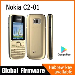 Nokia C2 C2-01 GSM Mobile Phone English&Hebrew Keyboard Support The Logo on Button Unlocked  Cellphone used phone