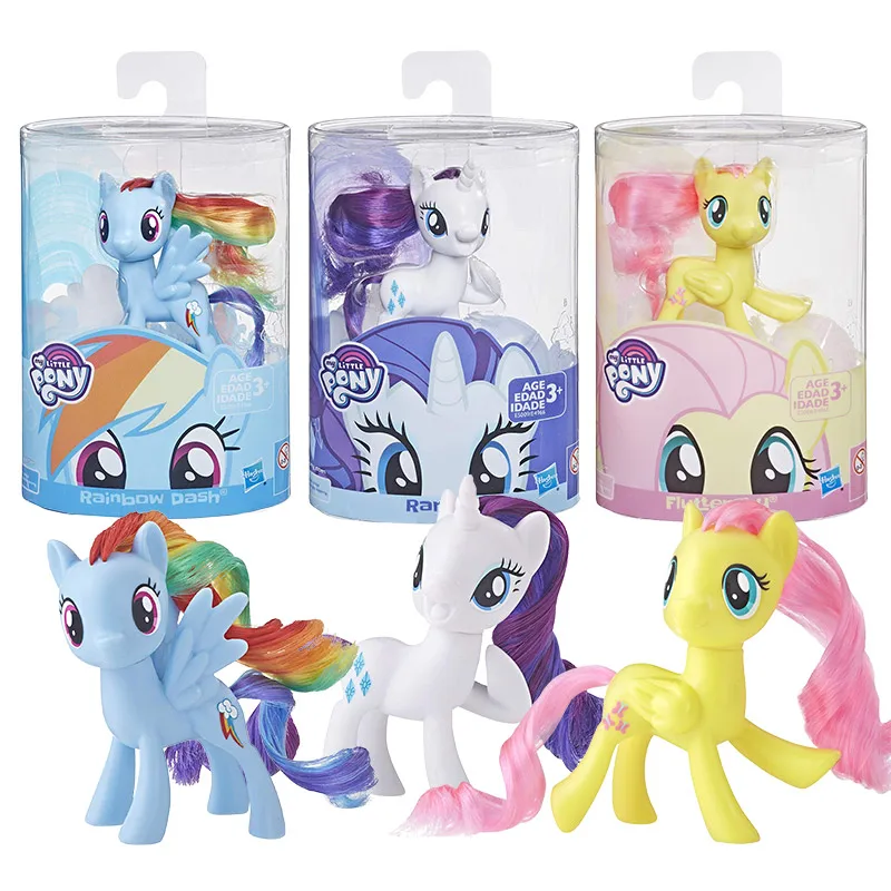 Hasbro My Little Pony Cute Anime Figure Rarity Fluttershy Twilight Sparkle Rainbow Dash Figure Model Doll Toys Collect Ornaments