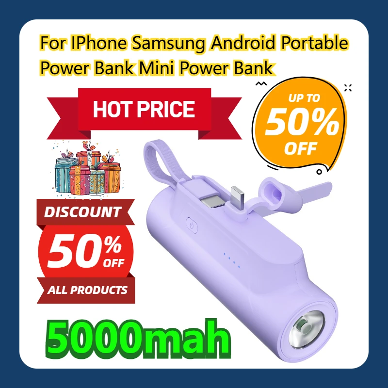 

For IPhone Samsung Android Portable Power Bank 5000mAh Mini Power Bank