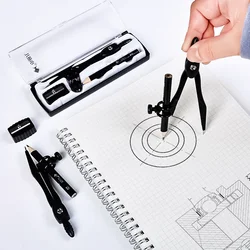 3-teiliges Set Kunstdesign Metallkompass Geometrisches Zeichenwerkzeug mit Bleistiftspitzer Mathe-Set Student Ausarbeitung Zeichnen Kreis Briefpapier