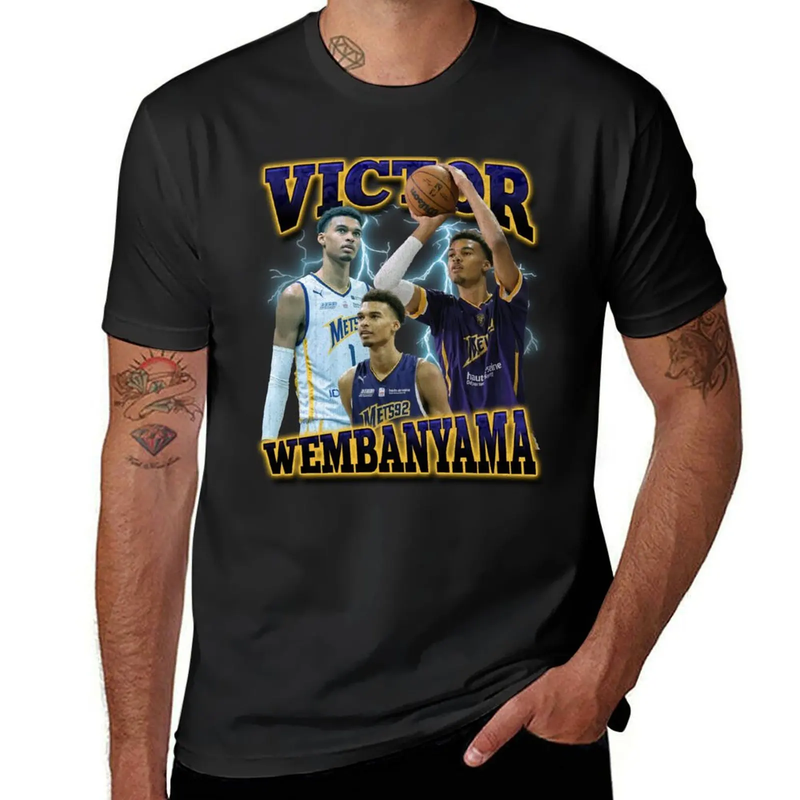 Victor Wembanyama Bootleg Vintage 90's Tshirt T-Shirt Blouse Short sleeve tee blacks t shirt for men