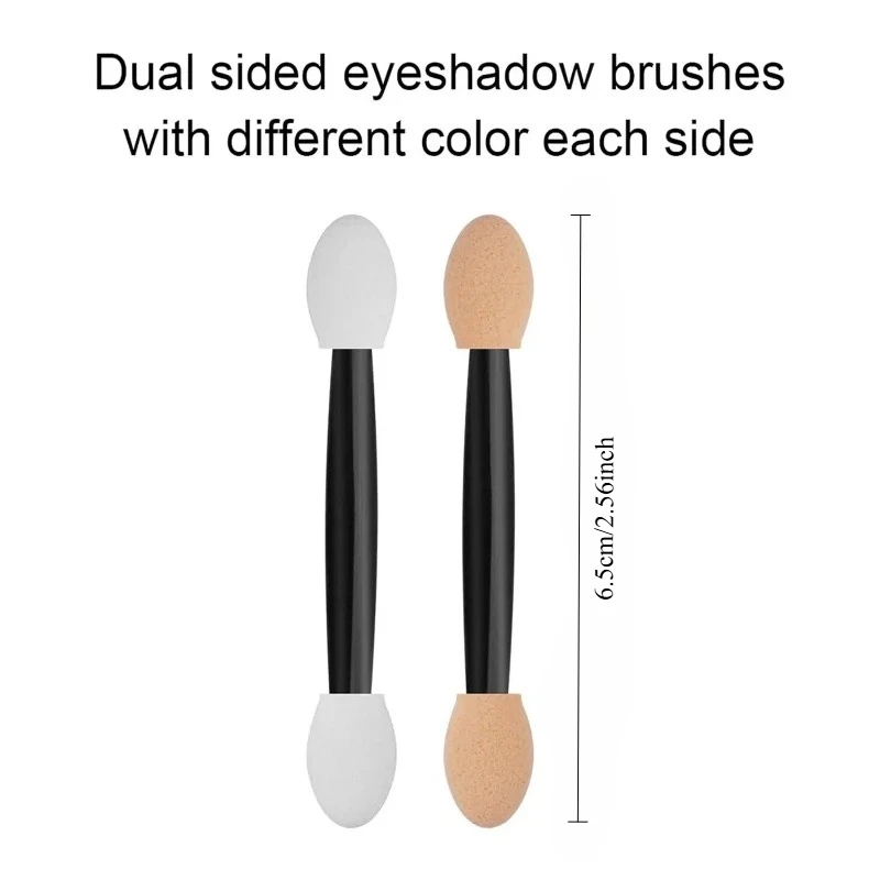 100PCS Disposable Dual Sides Eye Shadow Sponge Applicators With Container, Length Eyeshadow Brushes Makeup Applicator