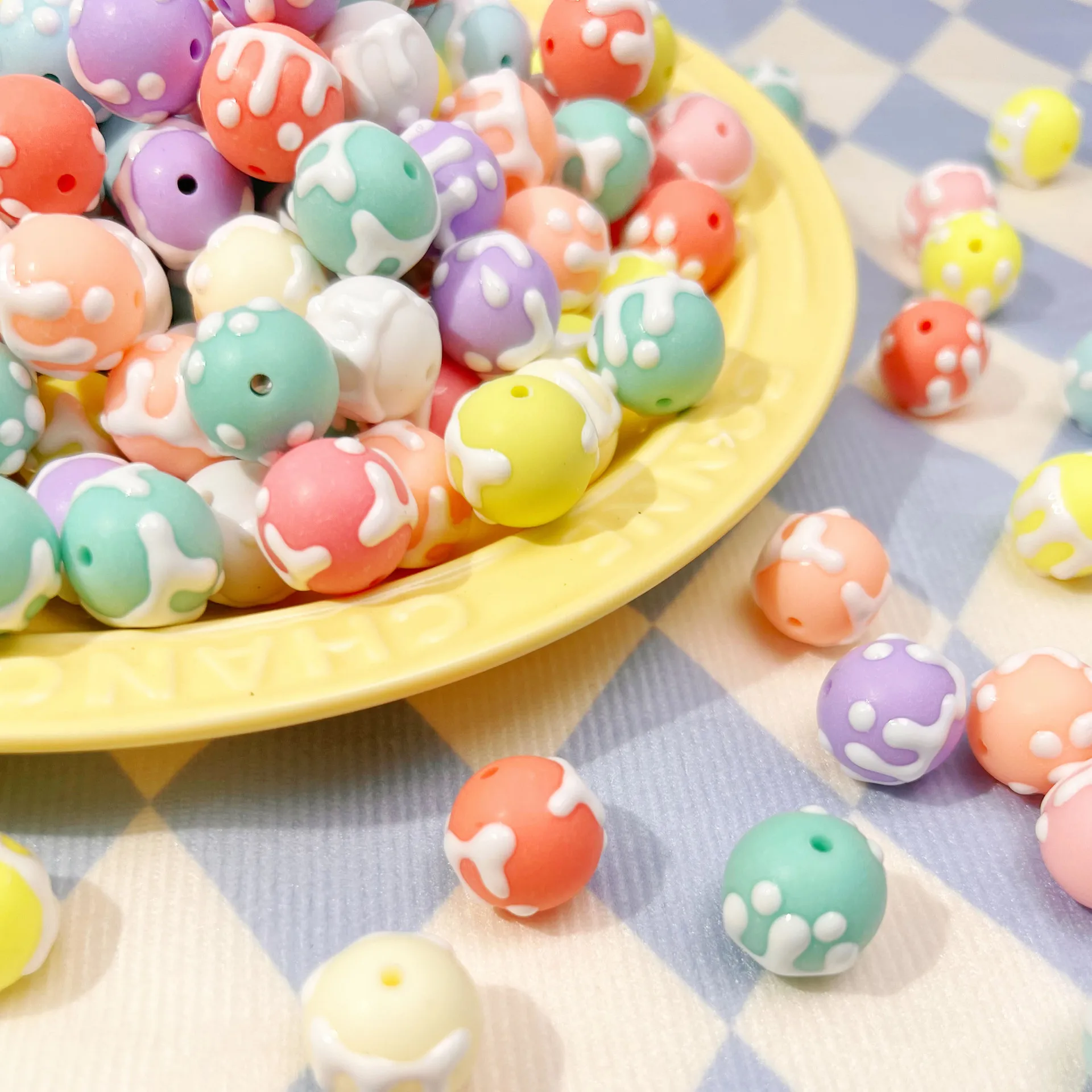 10Pcs 16mmDIY Accessories Jewelry Worker Beaded Straight Hole Mobile Phone Chain Resin Clothing Accessories Beads DIY Handmade