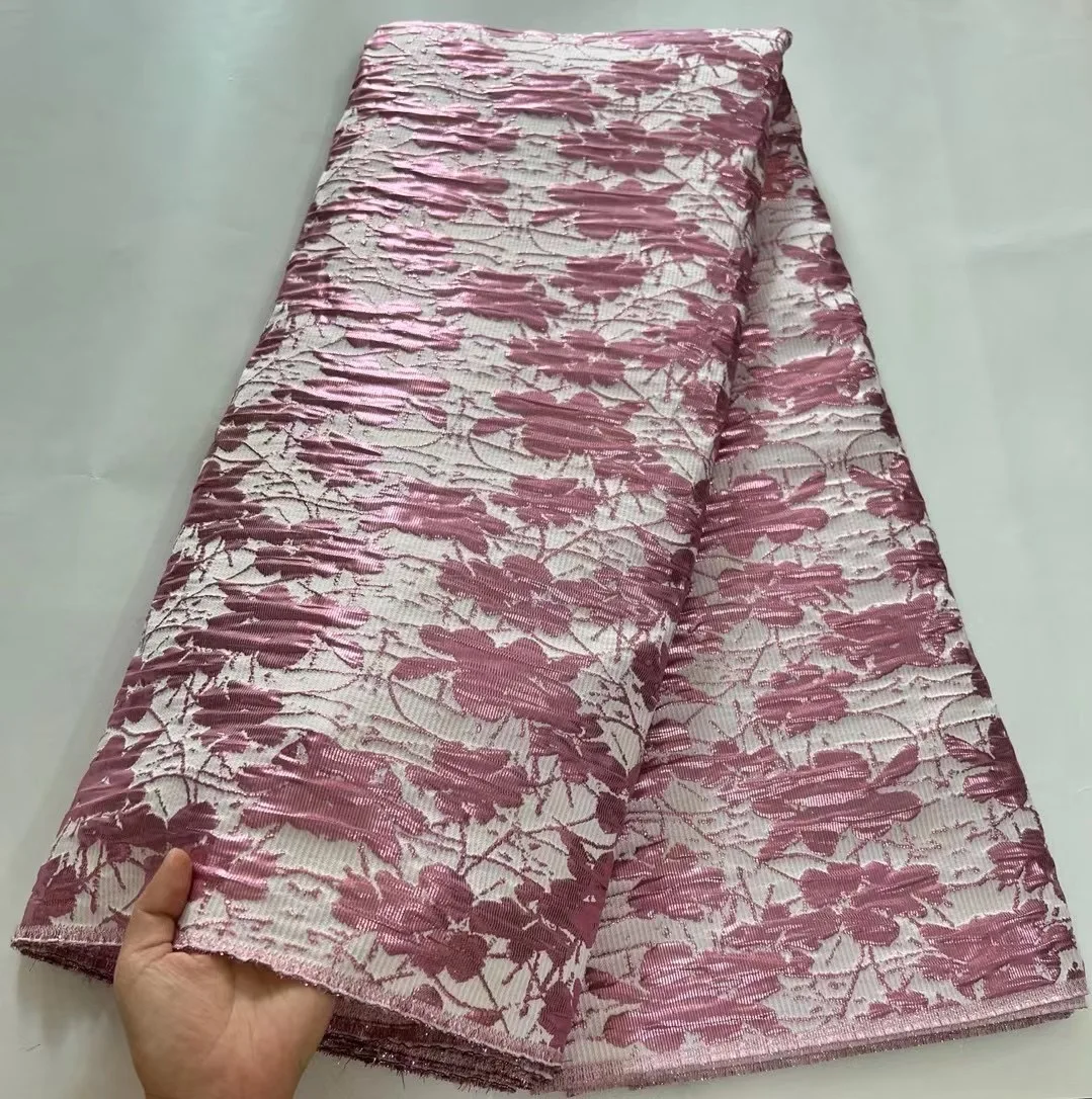 Imagem -04 - Tecido de Renda de Tule Africano Quente 2023 Cetim Brocado Nigeriano Gild Jacquard Tecido de Renda para Costura Vestido de Festa de Casamento Pano Feminino