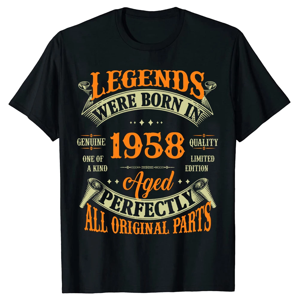 66th Birthday Vintage Legends Born in 1958 66 Years Old T Shirts Graphic Cotton Streetwear Short Sleeve Summer T-shirt Men