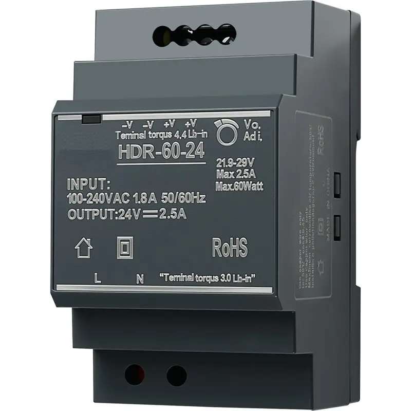 [NEW!A08R】 DIN-Rail Power Supply HDR-60-24 60W 24V 2.5A Transformer For DIN-Rail Applications