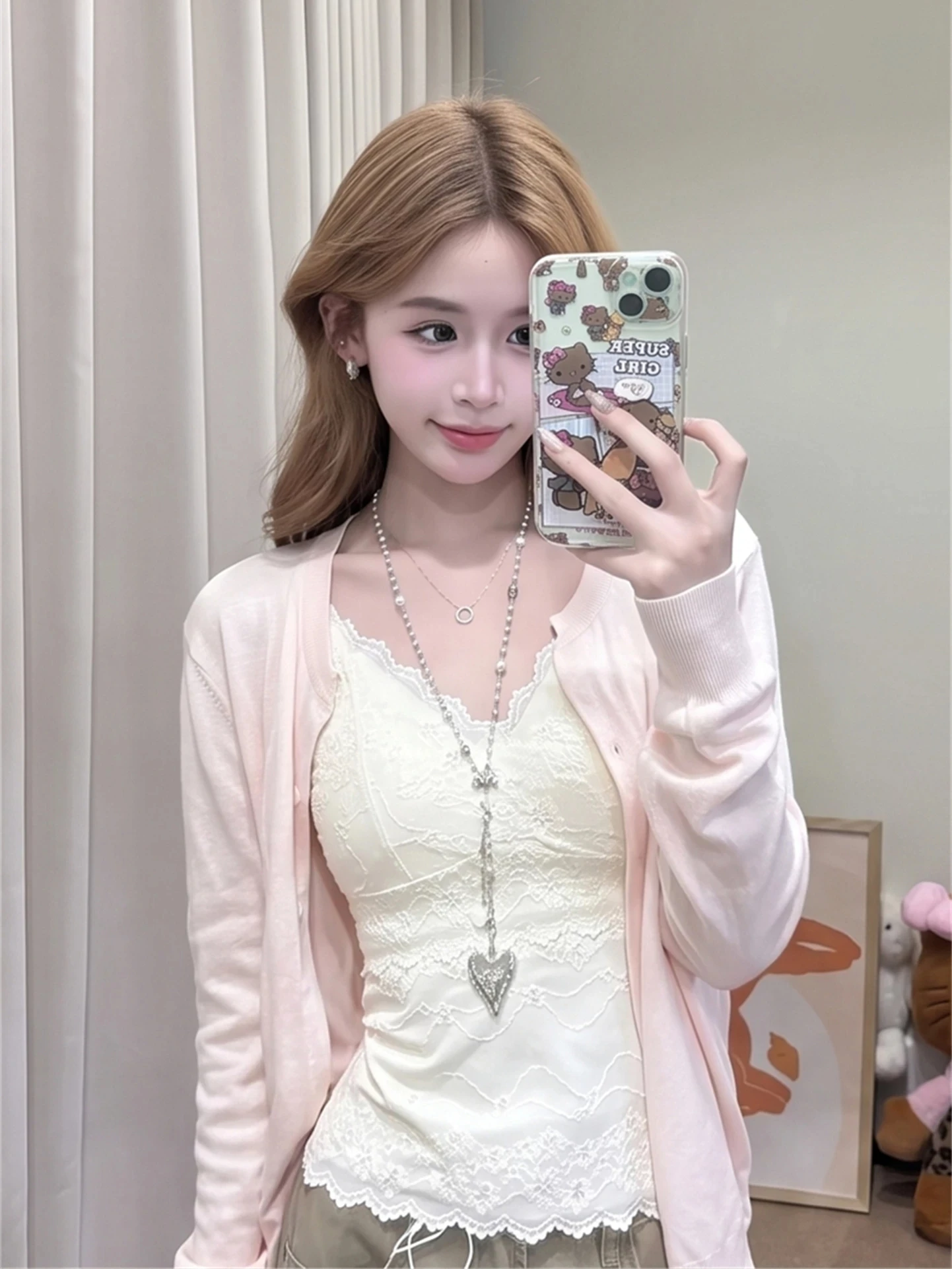 Chic Lace Camisole Women's Inner Wear Base Shirt Unique Beautiful Fall Autumn New Style Sweet Style Daily Casual Seamless