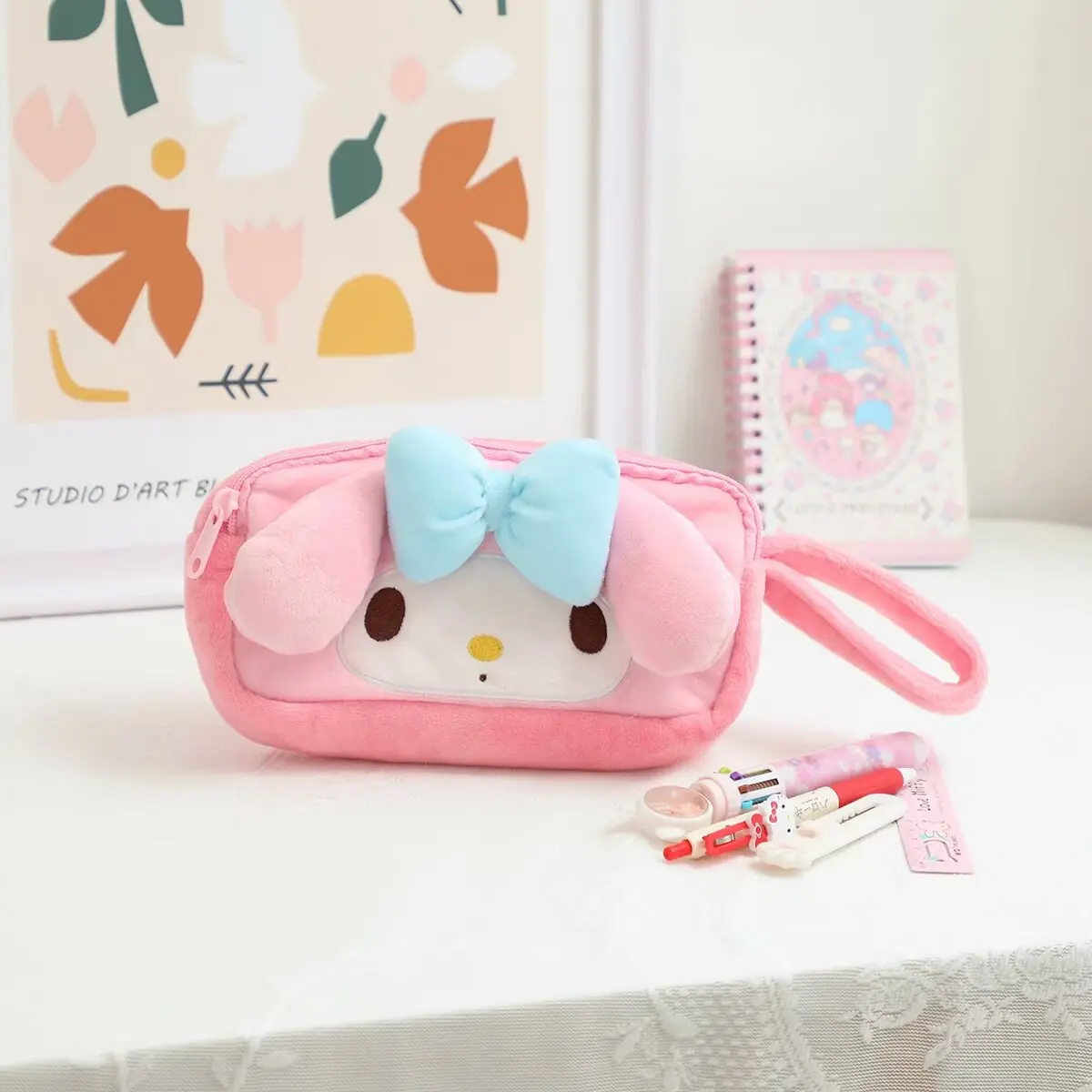 Cute Kuromi My Melody Cosmetic Bag stile giapponese adorabile doppio strato astuccio per matite di grande capacità borsa Pochacco Cinnamoroll