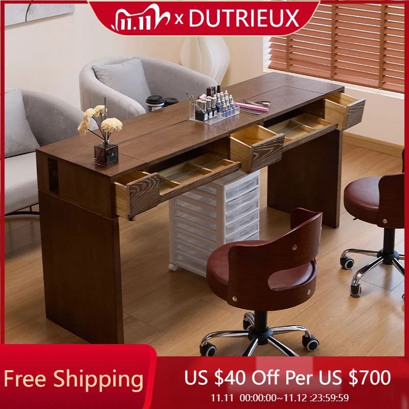 

Designer Aesthetic Nail Desk Makeup Reception Mesa Nordic Nail Desk Hand Square Luxury Organizer Wood Nageltisch Salon Furniture