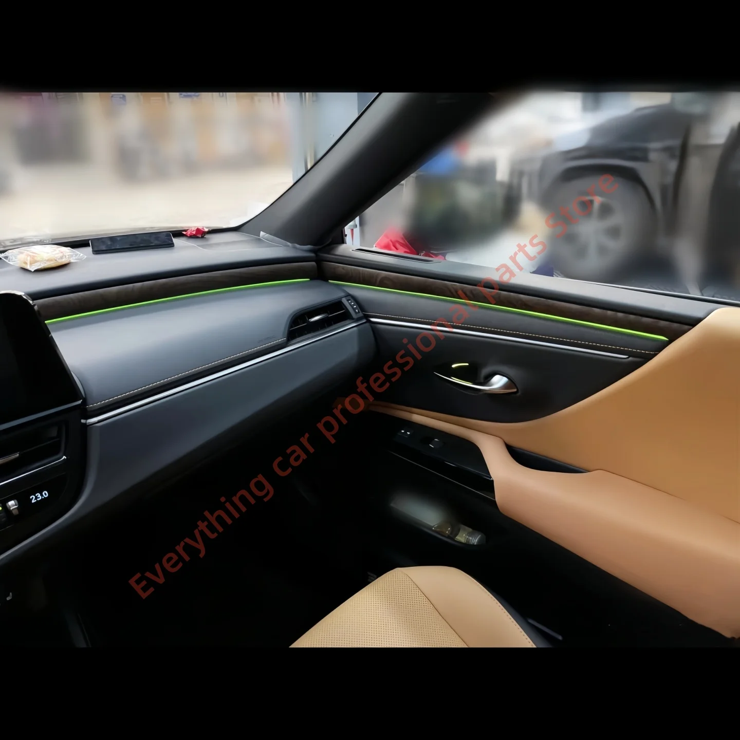 سيارة LED الضوء المحيط لكزس ES الخشب الحبوب لوحة داخلية 64 لون أضواء الباب تعديل الغلاف الجوي زر APP التحكم #4