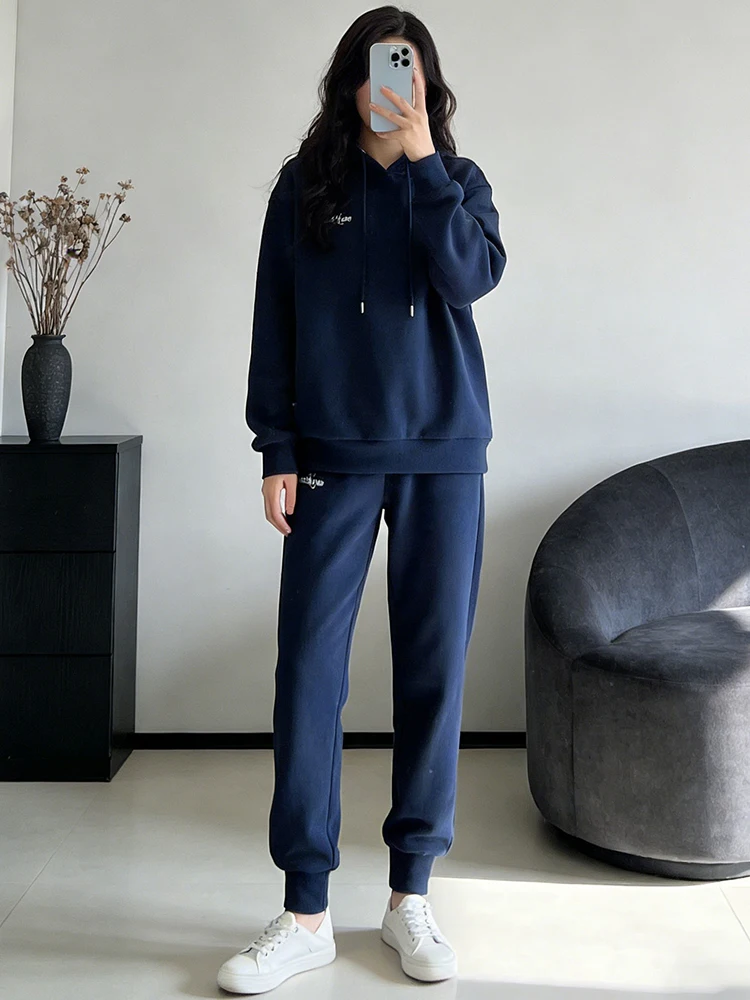 

Casual Sportswear Set Women's Spring Autumn Faionable Mom Clothes Hoodie Pants Two Piece Set Comfortable High Waist Long Sl...