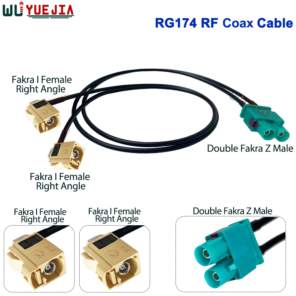 التوأم فقرا كابل مزدوج فقرا رمز Z ذكر إلى فقرا I ذكر التوصيل + أنا أنثى جاك RF اقناع كابل واي فاي هوائي تمديد البلوز ضفيرة