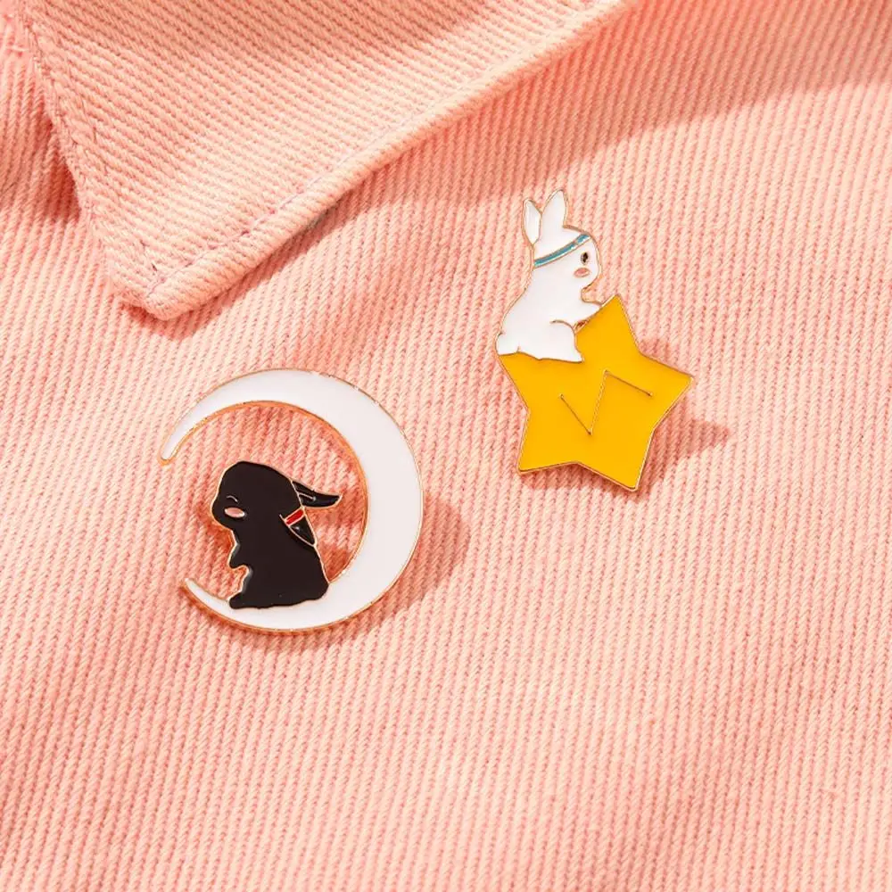 Ster Anime Accessoires Lan Wangji Zwart Konijn Chen Qing Sieraden Reversspeld Badge Mo Dao Zhu Shi Emaille Broche Broche Pin