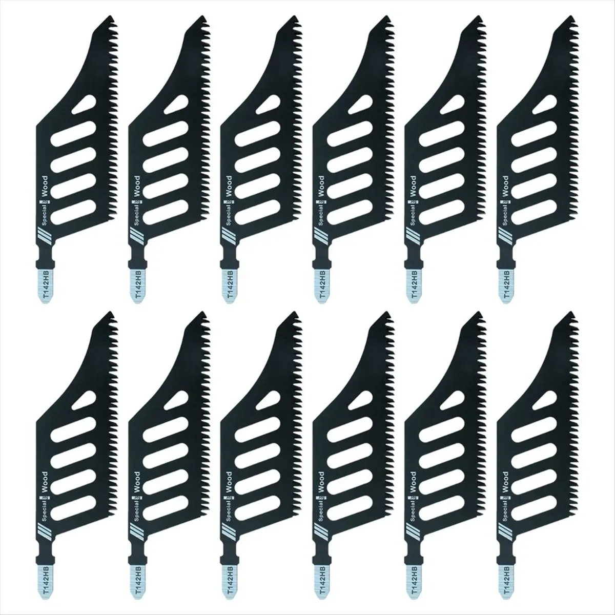 12pcs Jigsaw Blade Carbon Steel Scroll Saws Blades T-Shank Fine Coarse Teeth for Wood Aluminum Tight Spaces Cutting Tool