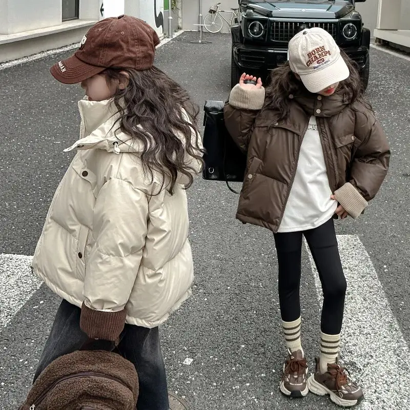 

Girls' Down Cotton Jacket Winter New Fashionable Medium and Large Children's Thick Cotton Jacket Outcoat