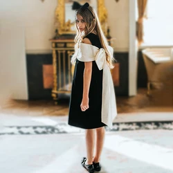 2024 New Dreses Black And White Princess Luxury Holiday Birthday Dresses Wedding Children Kid Party  Ceremony Baby Girls Clothes