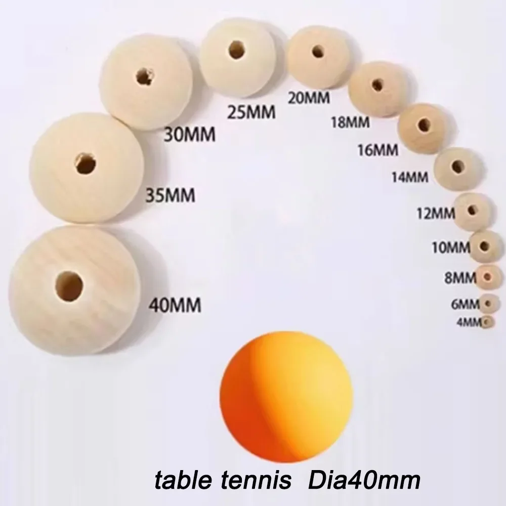 5-50mm Hole Wooden Balls Natural Solid Wood Beads Round DIY For Jewelry Making Handmade Accessories
