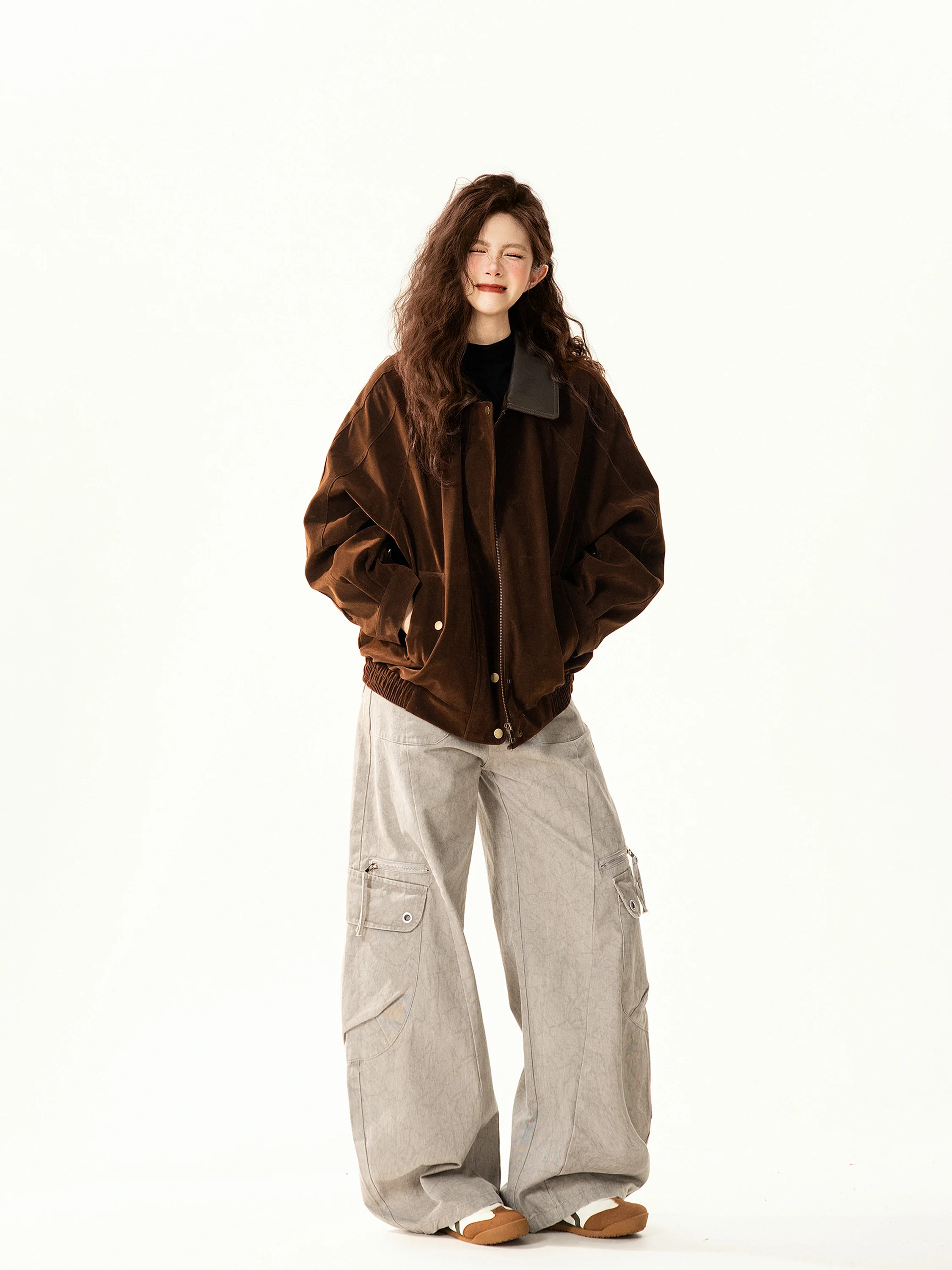 

American Retro Sle Casual Collar Jaet Women's Spring New Loose Slimming Leisure Coat Versatile All-Match Outerwear