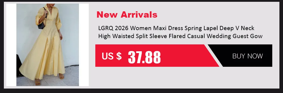 LGRQ 2026 New Spring And Autumn Round Neck Pleated Fold Floor Length Party Dress Lantern Sleeves High Waist Vestido