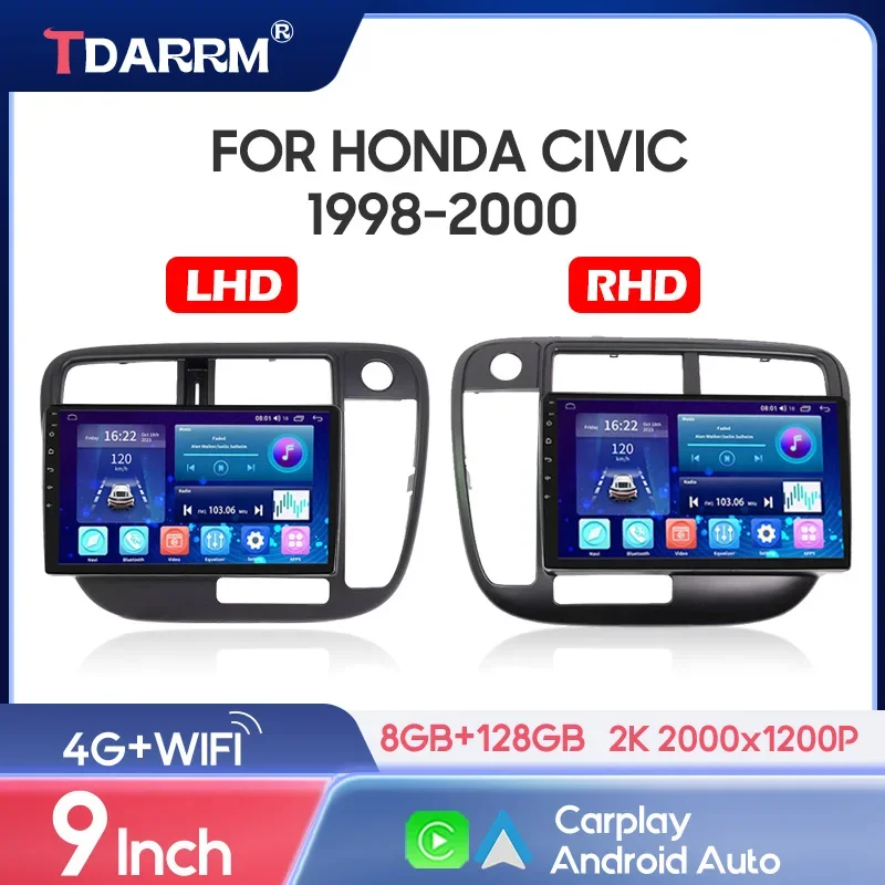 

TDARRM для Honda Civic LHD RHD 1998-2000, автомобильное радио, мультимедийный видеоплеер, навигация GPS, Android 10