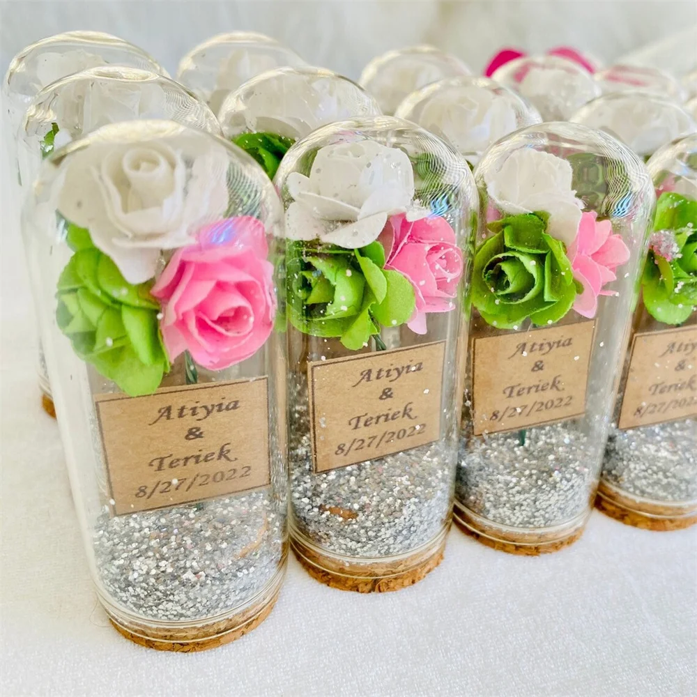 

12Pcs Beauty and the Beast Wedding Favor Guest in Bulk, Bridal Shower Gift Silver Glitter Ornament, Baby Birhtday Best Party Dom