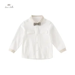 Dave Bella Children's Shirt Clothes Autumn Boys' Baby Pure Cotton Comfortable Fashion Formal Top Tie Party DB3237102