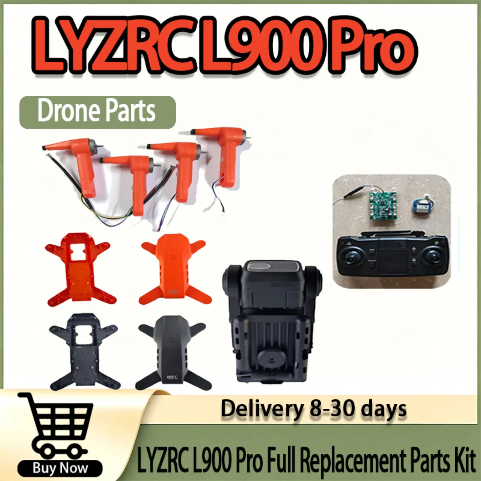 Elite LYZRC L900 Pro Complete Drone Accessory Pack, Gyro Frame Receiver GPS Prop Camera Arm Replacement Set