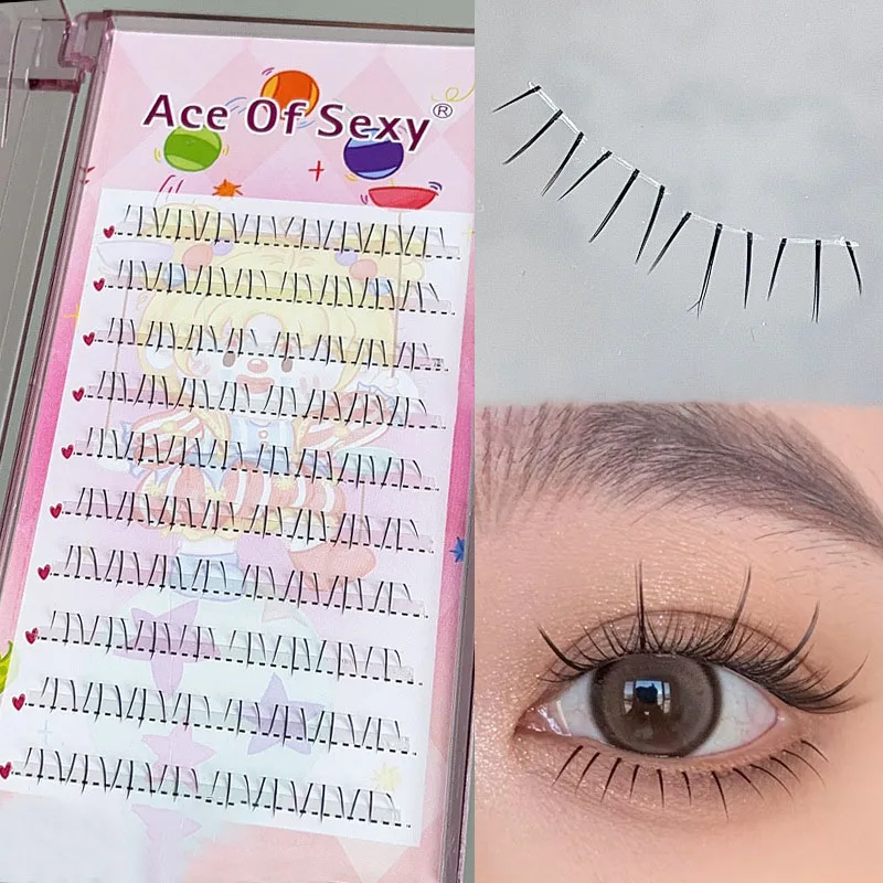 

Lower Lash Transparent stem Segmented Lashes Wholesale Manga Eye Lash Natural Bottom Lashes DIY Lash Extensions Korean Makeup