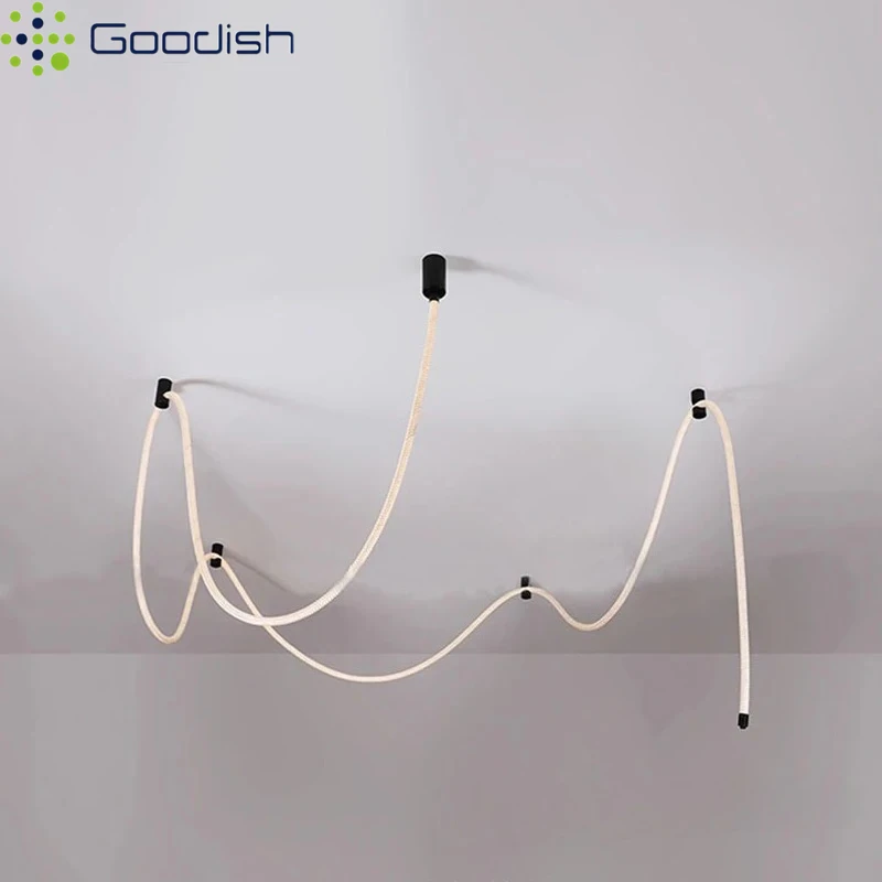 Modern Minimalist LED Pendant Lights Fabric Wrapped DIY Silicone  Art Creative Lamps for Living Room Home Decoration Chandelier