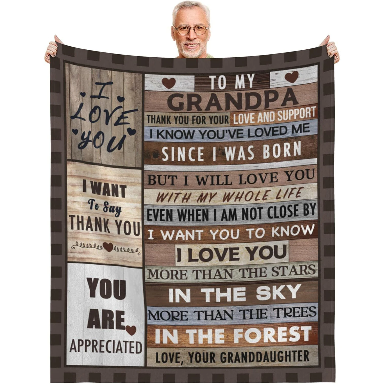 Here is my grandfather's flannel blanket, bed, sofa, travel beach, warm blanket, Father's Day birthday gift