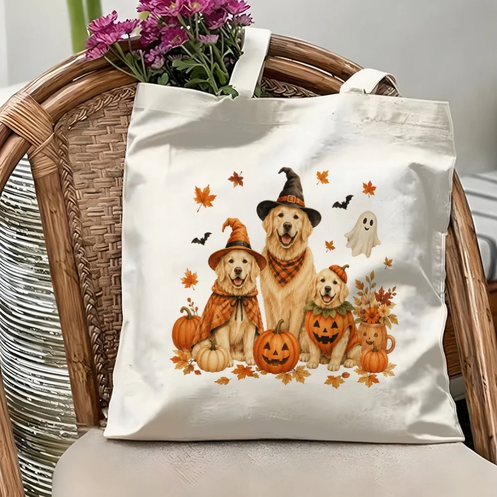 Merry Christmas Dachshund Dog Printed Canvas Tote Bag Winter Holiday Theme Shoulder Satchel Women Casual Pack