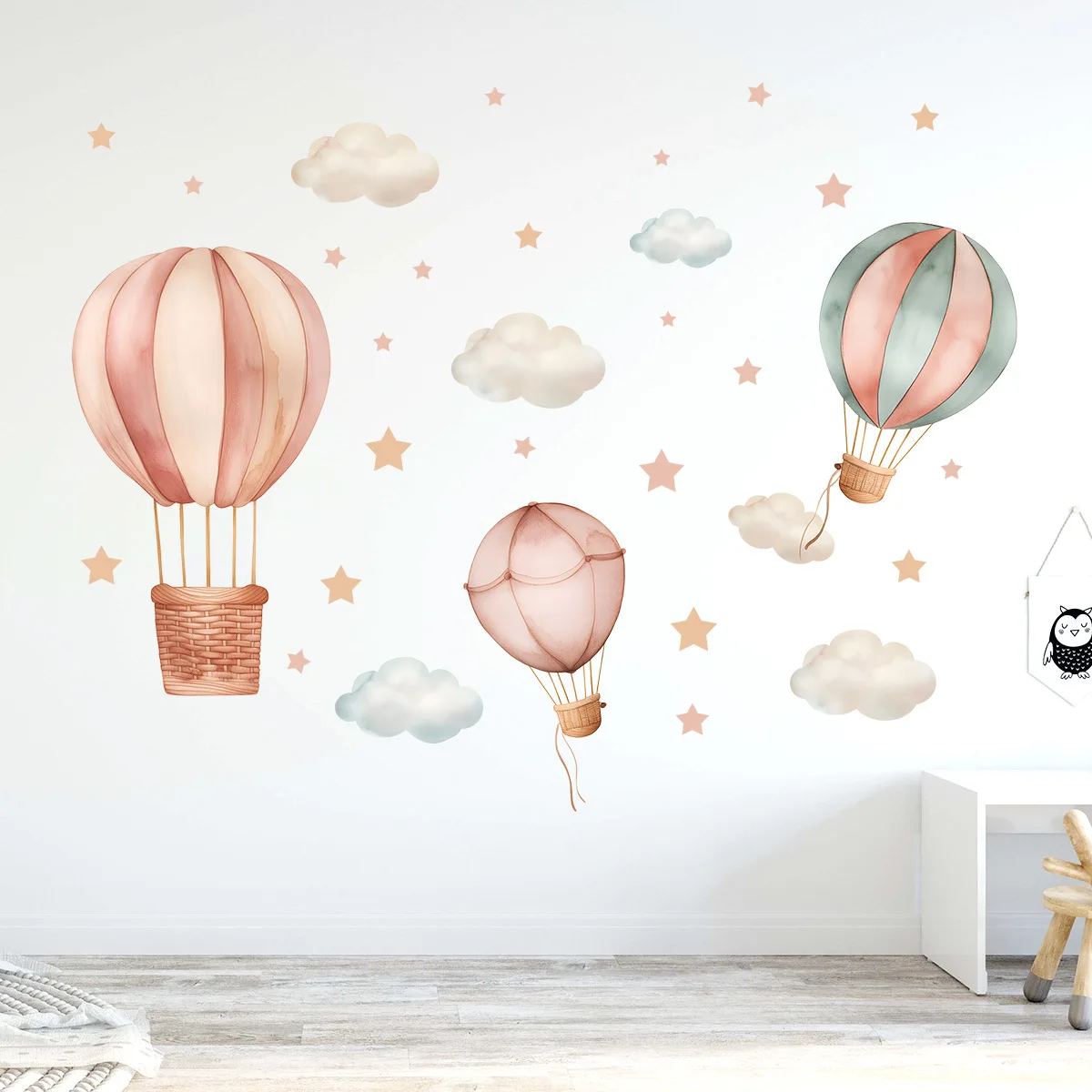 Cartoon Cloud Hot Air Balloon Wall Stickers for Kids Room Bedroom Home Wall Art Decoration Kindergarten Nursery Room Wall Decals