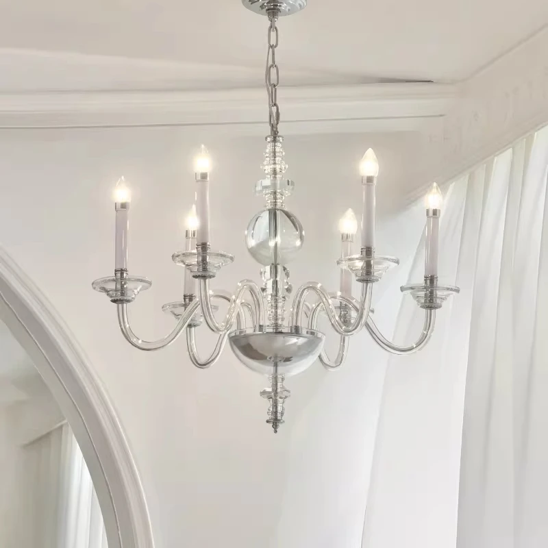 

French Medieval Style Glass Crystal Candle Chandeliers Living Room Art Decor E14 Pendant Lights Lighting Bedroom Hanging Lamps