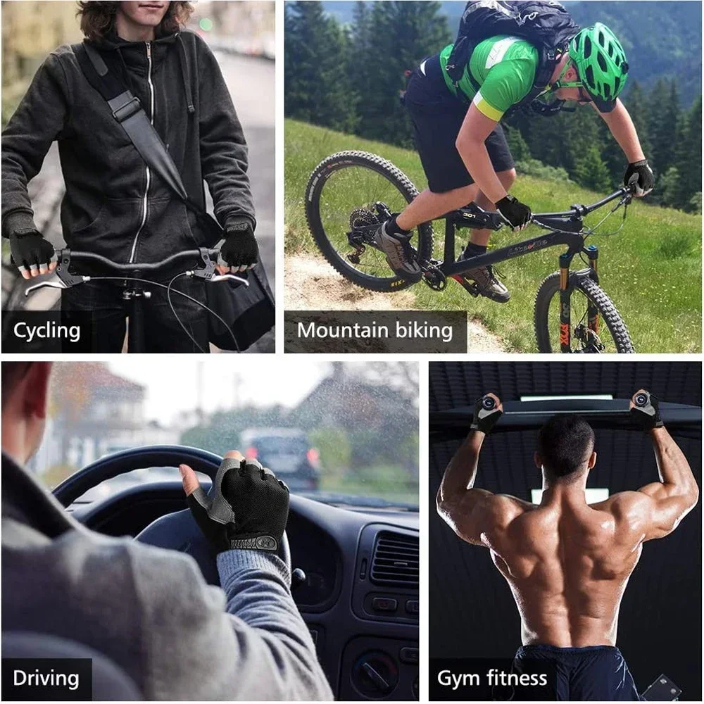 1 par de guantes antideslizantes sin dedos para entrenamiento, mujeres y hombres, medio guantes transpirables para ciclismo, guantes de entrenamiento de fuerza para gimnasio, levantamiento de pesas