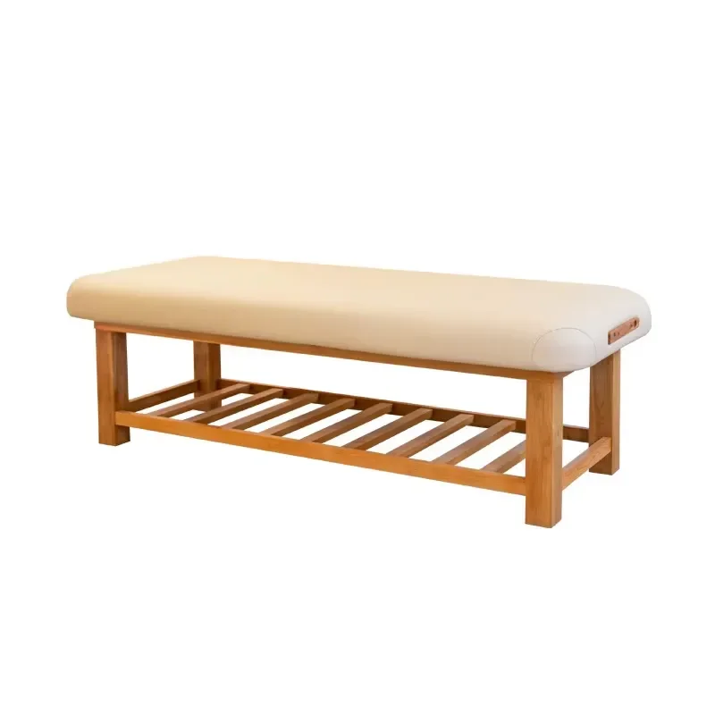 Solid Wood Massage Table for Spa Therapy Adjustable Facial Bed with Hole Professional Physiotherapy Furniture for Home and